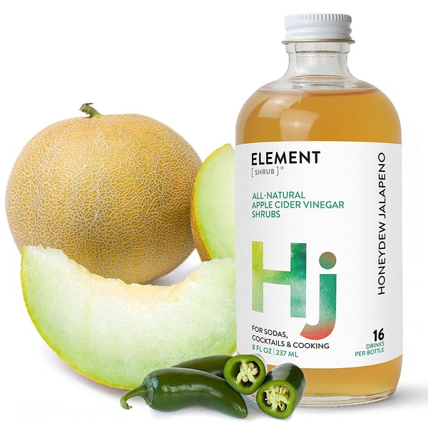 Element Shrub - All-Natural Honeydew Jalapeno Shrub Drink Mix - Uses Apple Cider Vinegar (Organic), Honeydew Melon & Jalapeno Peppers - Organic Apple Cider Vinegar Drink & Cocktail Mix - 8 Ounces