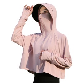ANONIE Women's Rash Guard, Hoodie, Long Sleeve, Swimsuit, Rash Hoodie, Cool Touch, UV Protection, Summer, UPF 50+, Removable Brim, Outerwear, Simple, Lightweight, Quick Drying, Breathable, Sunscreen Wear, UV Protection, Pink