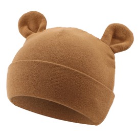 JANGANNSA Newborn Baby Hat Cotton Bear Beanie for Boys Girls Cute Infant Toddler Hats (0-6 Months, Coffee)