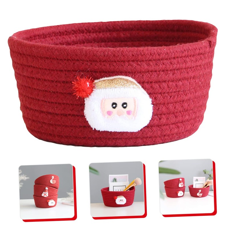 Alipis 2pcs Holiday Organizers Christmas Storage Baskets Woven Rope Baskets