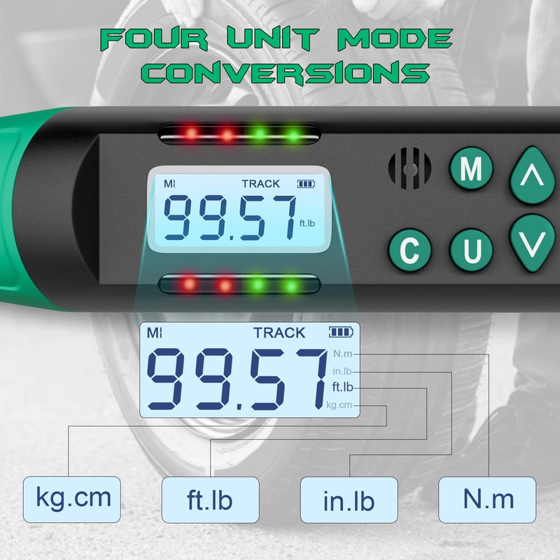 KOEORWS 3/8" Drive Digital Torque Wrench, 5.02-99.57Ft.lb/6.8-135N.m, Long Electronic Torque