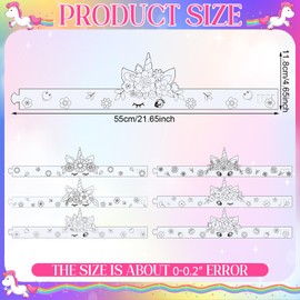 Poen 24 Pcs Color Your Own Unicorn Crown for Kids DIY Paper Coloring Crowns for Unicorn Theme Party Birthday Events Sunday School Crafts Activities