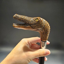 Handmade 36" Antique Style Gator Head Walking Stick Cane