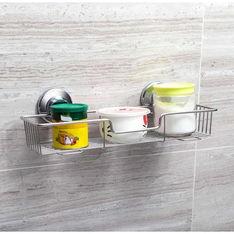 SANNO Shower Caddy Rustproof Bath Accessories with Vacuum Suction Cups,Strong