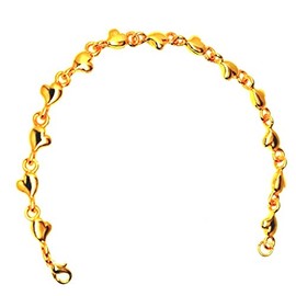 Cape Cod Jewelry-CCJ 3D Solid Heart Bracelet 7.5" GoldTone