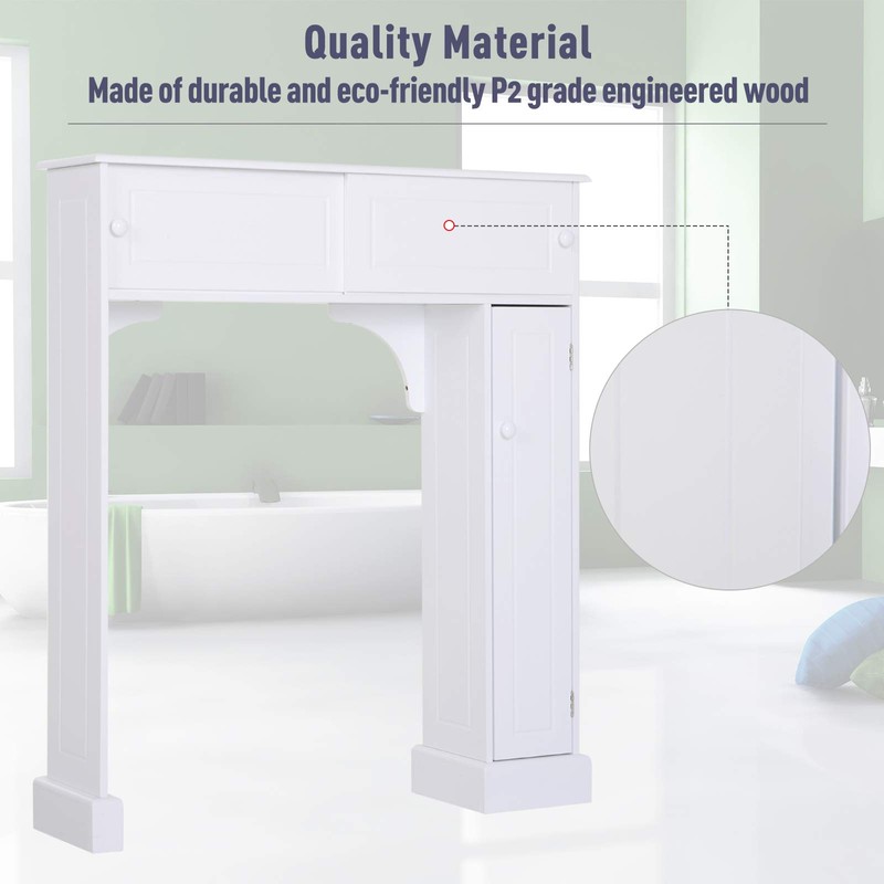 HOMCOM Freestanding Over Toilet Bathroom Storage Cabinet - White