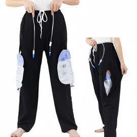Yodilala ostomy Care Underwear, Bladder, Kidney Stoma Incontinence Urine Bag postoperative Care Pants, Urine Bag Pants, Catheter Bile Drainage Bag Pants(Black,M)