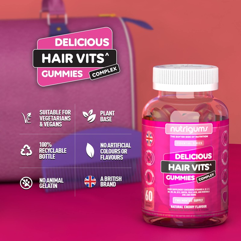 NUTRIGUMS® - Hair Vitamin Biotin Complex | 60 Vegan Cherry