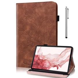 TUOLISG Case for Honor Pad X9 11.5-inch 2023,Luxury PU Leather cover with Multi-Angle Viewing Stand and Stylus,Brown