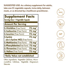 SOLGAR Solgar Essential Amino Complex, 90 Vegetable Capsules - Free Form Essential Amino Acids - Non-GMO, Vegan, Gluten Free, Dairy Free, Kosher - 90 Servings