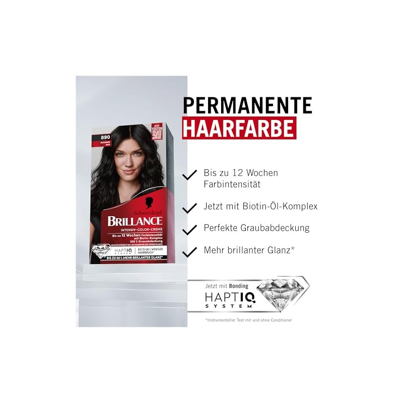 Schwarzkopf Brillance Intensive Colour Cream 890 Black (3 x 170