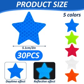 witeup 30 Stck Reflektoren Aufkleber, 5 Farben Reflektierende Aufkleber Stern, Fahrrad Aufkleber Reflektor Aufkleber Wasserdichter, Reflektorband Selbstklebend fr Fahrzeuge, Fahrr?der, Motorr?der
