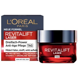 L'Oréal Paris Anti-Ageing Day Cream with Triple Power for Women, with Pro-Retinol, Hyaluronic Acid and Vitamin C - Against Wrinkles, Firming Moisturiser, Revitalift Laser 1 x 50 ml