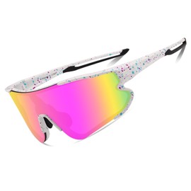 Eninedeuisou Sunglasses Cycling Glasses TR90 Frame for Men Women UV 400 Protection Protective Glasses MTB Sports Glasses for Outdoor Sports Cycling Driving Running Baseball (Pink)