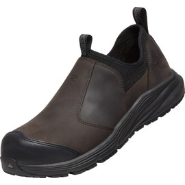 KEEN Utility Men’s Vista Energy+ Shift Low Height Composite Toe ESD Leather Slip On Industrial Work Shoes, Coffee Bean/Black, 11