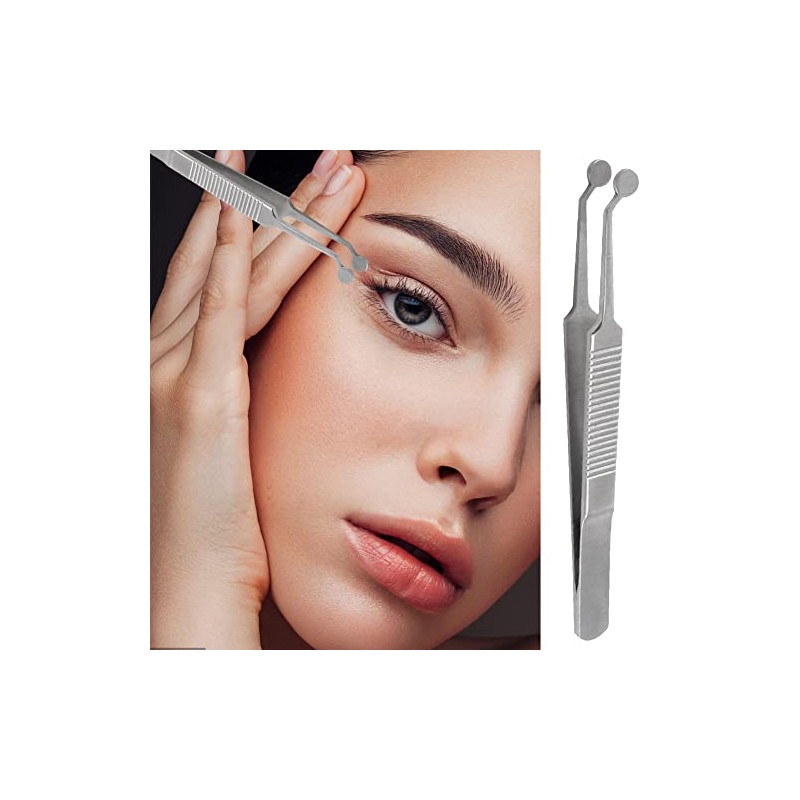 Meibomian Gland Expressor, Stainless Steel Round Tip Eyelid Tweezers