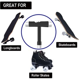 Coeweule Coeweule Professional Skate Tools, All-in-One Multi-Function Portable Skateboard T Tool with T-Type Allen Key and L-Type Phillips Head Screwdriver for Adjust Skateboards, Roller Skates, Longboards