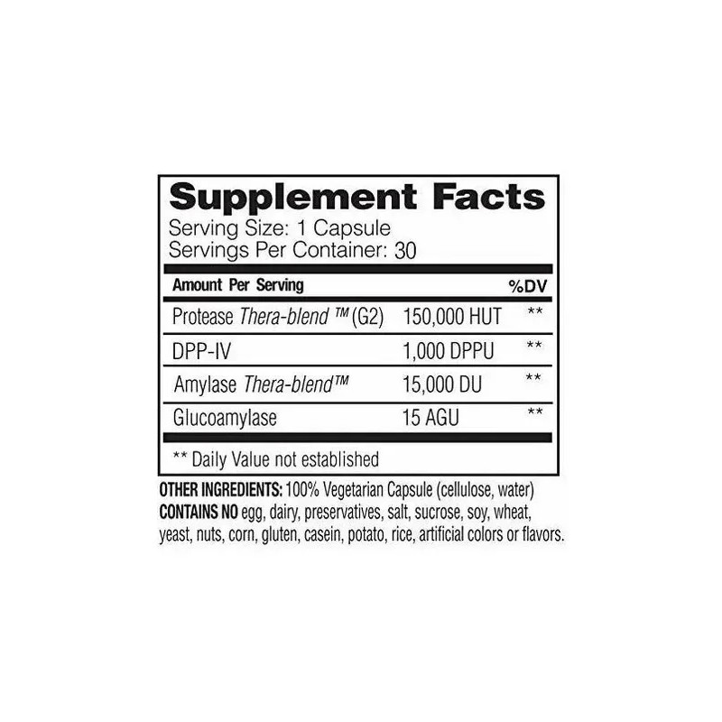 Enzima Glutenease Extra Strength, Enzymedica,30 Cápsulas Sabor Sin Sabor