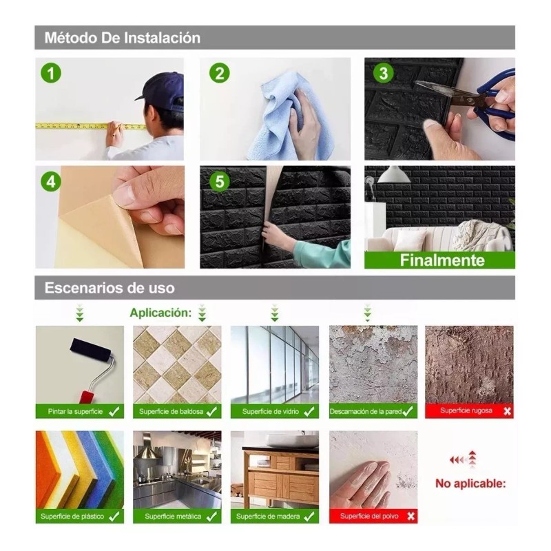 Tapiz De Espuma 3d De 38*35cm Para Pared Patrón De