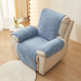 vctops Sherpa Fleece Recliner Chair Cover Super Soft Warm Plush Sofa Slipcover Furniture Protector Non Slip Washable Reclining Chair Cover for Kids, Pets (Blue,30"x91")