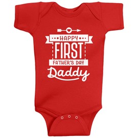Threadrock Baby Boys' Happy First Father's Day Daddy Infant Bodysuit 12 Months Red