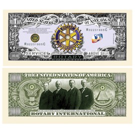 Pack of 100 - Rotary Club Rotarian Million Dollar Bill - Best Gift Or Keepsake for Rotarians