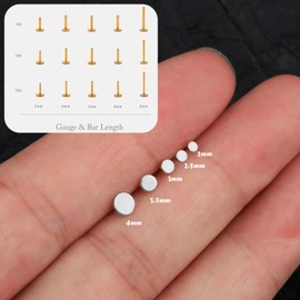 NONTAI Silver Tiny Disc Studs, 18G Threadless Flat Back Earrings, Cartilage Tragus Conch Piercing Helix Stud Small Nose Stud, 18 gauge (1.0mm post), Stainless Steel, no gemstone