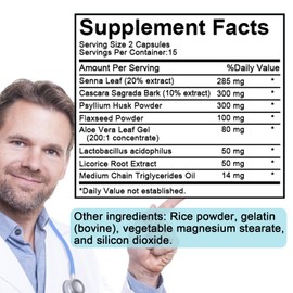 TAOTERS 15 Day Cleanse Gut Support 2 Pack | Colon Broom, Detox Supplement with Senna, Cascara Sagrada & Psyllium Husk, for Men and Women | Total 60 Capsules