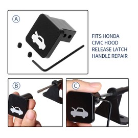 Vkinman Hood Release Latch Handle Repair Kit Replacement for Honda Civic 96-2011, CR-V 97-2006, Element 03-2011, Heavy Duty Billet Aluminum Hood Latch Release Cable Repair Kit