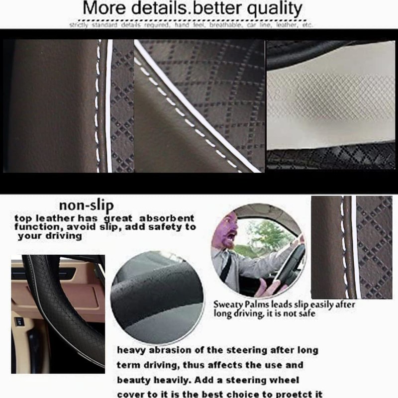 Car Steering Wheel Cover, Anti-Slip, Safety, Soft, Breathable, Heavy Duty,
