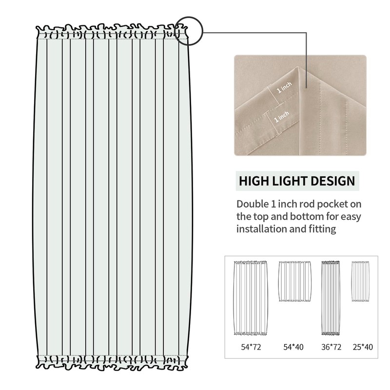 DWCN French Door Curtains – Rod Pocket Thermal Blackout Curtain