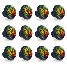 Artinhand 12 Pack Stained Glass Tree of Life Cabinet Knobs for Kitchen