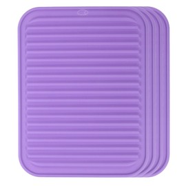 uxcell 4 Pack Silicone Dish Drying Mat, 9" x 12" Silicone Trivets for Hot Pots and Pans Dish Drainer Mat Heat Resistant Non-slip Dish Drying Pad for Kitchen Counters, Purple