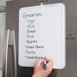 Volcanics Small Dry Erase Board, 14.1” x 11” whiteboard Small White Board, Mini Whiteboard for Kids, Magnetic White Board for Fridge, Locker, A Dry Erase Marker Included