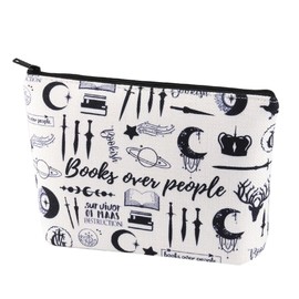 PXTIDY ACOTAR Cosmetic Bag Sarah J Maas Book Series Makeup Bag Books Over People Survival Kit Book Lover Zipper Travel Bag
