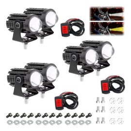 3 Par Faros Luces Led Para Motos Auto Doble Color Auxiliares