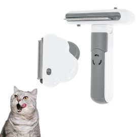 GLIDESMOOTH 3 in 1 Cat Brush, Undercoat Rake for Cats, Cat Brush for Shedding, Straight Comb Cat Detangler Brush, Pet Hair Removal Tool for Cats, Gray White