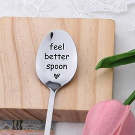 Best Friend Encouragement Inspirational Gifts for Daughter Son Feel Better Soon Gifts for Women Men Feel Better Spoon Gift for Sister Brother Birthday Recovery Gifts for Coffee Tea Lovers Gifts Spoon