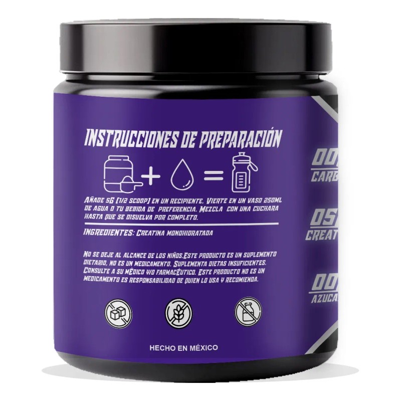 Creatina Monohidratada 500g En Polvo Wolf Varios Sabores Mora Azul