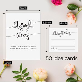 Date Night Ideas for Bridal Shower (One Sign with 50 Ideas Cards),Bridal Shower Games 50 Guests, Minimalist Bridal Shower Sign, Date Night Ideas Game for Wedding -DN05