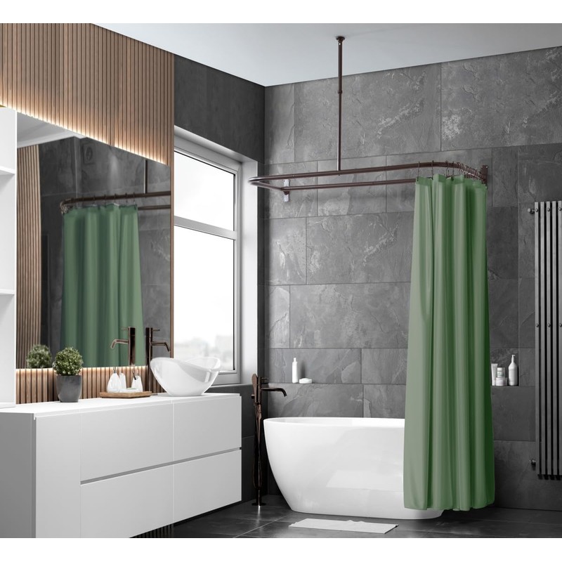 Utopia Alley Rustproof Wall Mounted Aluminum D-shape Shower Rod With