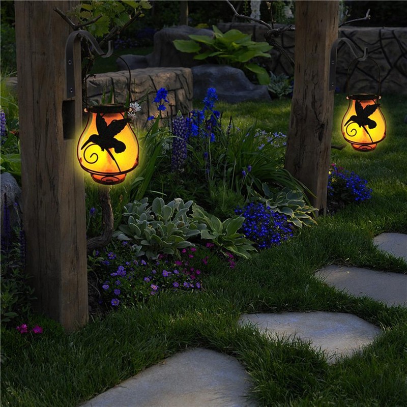 Solar Flame Lantern Lights Flickering Flames Outdoor Solar Lights Hanging