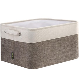 BALEINE 1 Pack Fabric Storage Bins for Shelves, Linen Storage Baskets for Organizing, Decorative Closet Bins for Clothes, Home (Brown, 15''x11''x9.5'')
