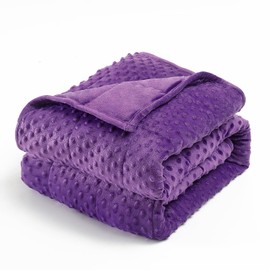 Wemore Minky Dot Weighted Blanket for Adults Queen Size 15 lbs, Soft Heavy Blanket for Stress Relief and Sleep Promotion, Breathable Blanket for All-Season with Glass Beads, Purple 60 x 80 inches