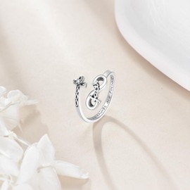Kreuz Ring S925 Sterling Silber Infinity Faith Einstellbare Ring Christlicher Schmuck Geschenk für Frauen