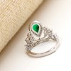 Uloveido Green Cubic Zirconia Crown Teardrop CZ Ring - Elegant