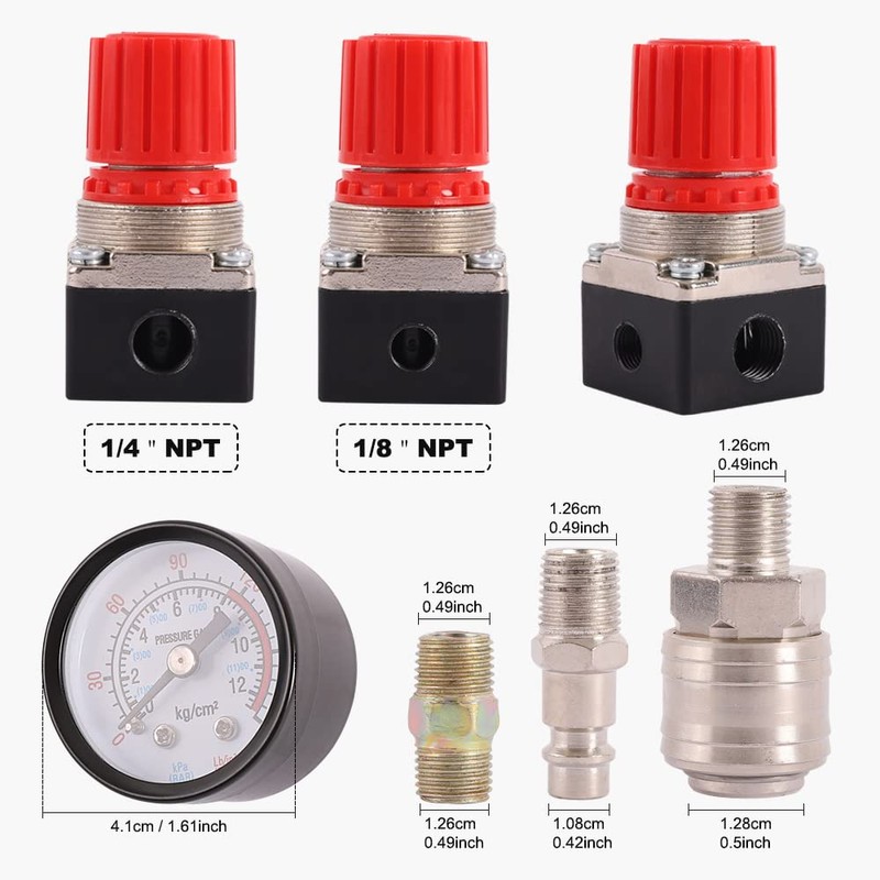 Air Compressor Pressure Regulator Pneumatic Pressure Regulator 1/4 ", Pressure