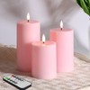 Girimax Pink Flameless Pillar Candles with Remote, LED Candles Battery