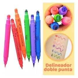 Mafab Set 6 Delineadores Doble Punta Sello Figuras Colores Matte
