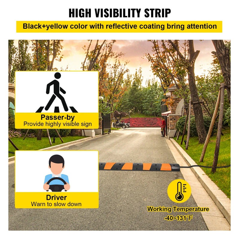 22000 LBS Load Capacity Modular Speed Bump Rubber 72.8\" Long